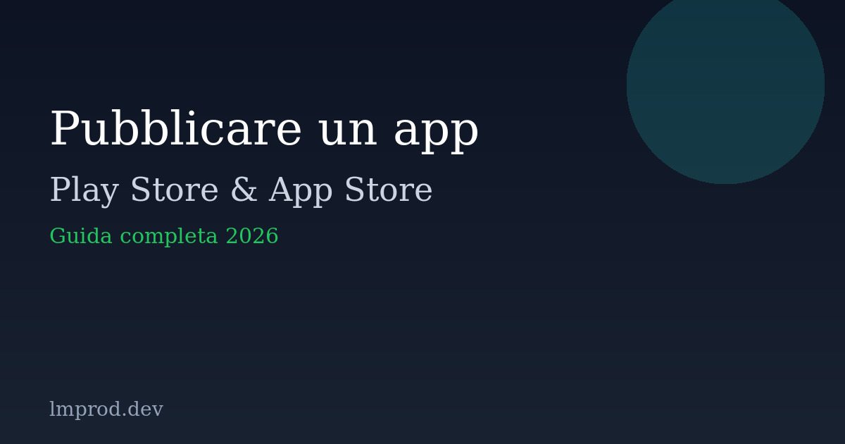 Illustrazione pubblicazione di un'app su Play Store e App Store
